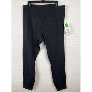 Gaiam Black Leggings Large Yoga Om Hi-Rise 7/8 Moisture Wicking Pockets